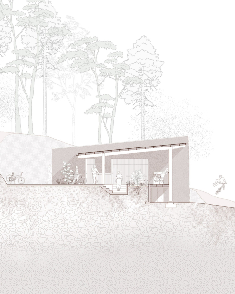 Urlo Studio встраивает велопарковку в склон холма в Эквадоре